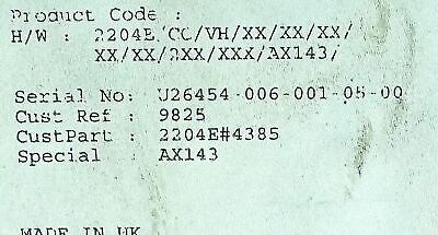 Barber Colman 2204E/CC/VH/XX/XX/XX/XX/XX/2XX/XXX/AX143 Temperature Controller