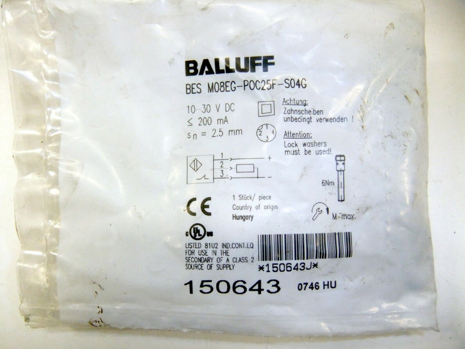 Balluff Inductive Proximity Sensor BES M08EG-POC25F-S04C