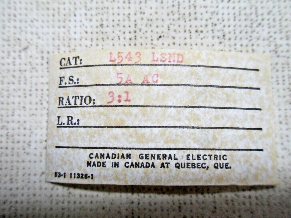 Canadian GE L543 LSND Panel Meter 0-15A