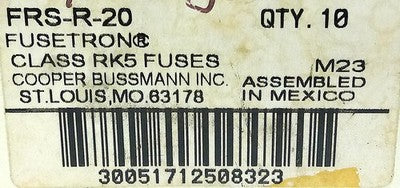 BussmannFRS-R-20 600VAC/300VDC 20 A Class RK5 Time-Delay Current-Limiting Fuse