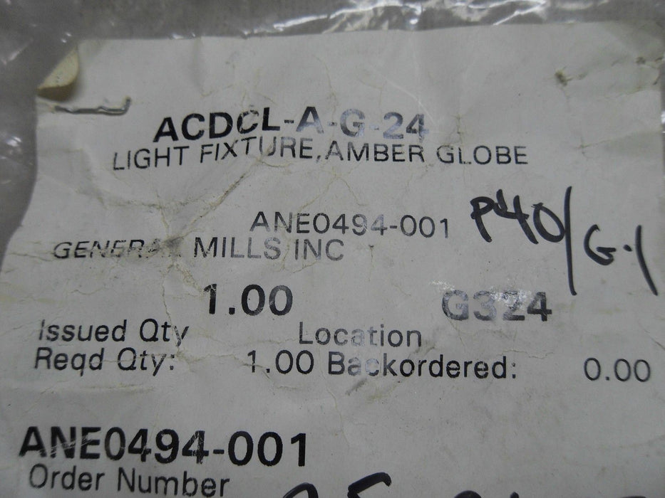 ACDCL-A-G-24 Amber Globe Safety Light Fixture