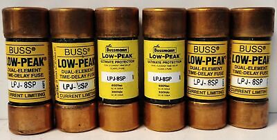 Bussmann LPJ-8SP 600 V AC / 300 V DC 8 A Low-Peak Time-Delay Fuse - Lot of 3
