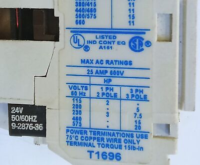 Cutler-Hammer CE15EN3TB 600V 25A Contactor with 24VAC Coil