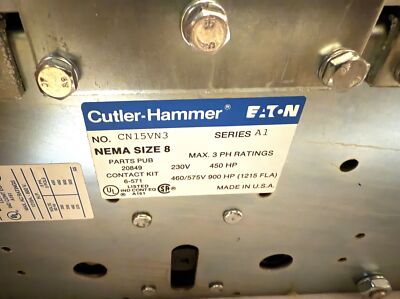 Cutler-Hammer CN15VN3A 110/120 V AC 1215 A 900 HP Size 8 Non-Reversing Contactor