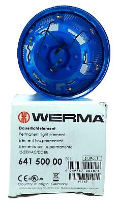 WERMA 641.500.00 12-230 V AC/DC Blue Steady Beacon Light Lens No Bulb