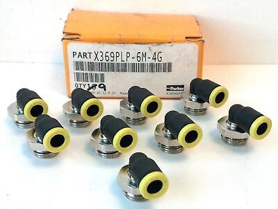 Parker 369PLP-6M-4G 6mm Male Elbow 90° Push-to-Connect Instant Pneumatic Fitting