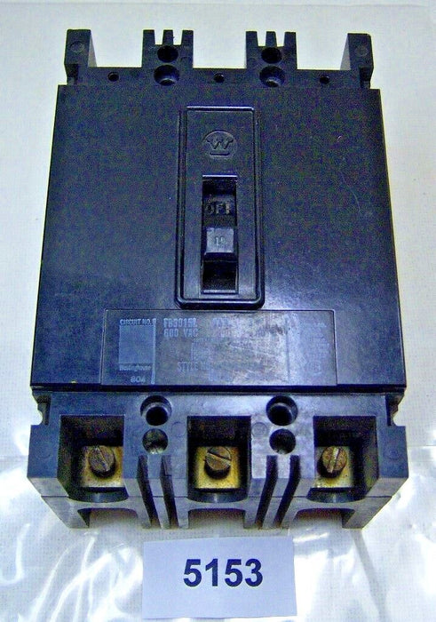 Westinghouse Circuit Breaker 15A FB3015L 3P 600 VAC