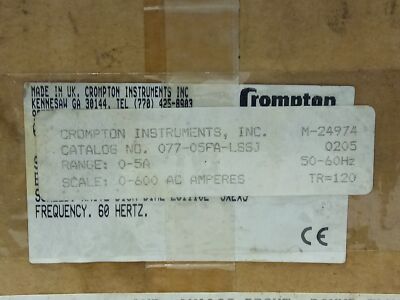 Crompton 077-05FA-LSSJ 0-600 A 4-1/2 in Square Panel Mounted Ammeter