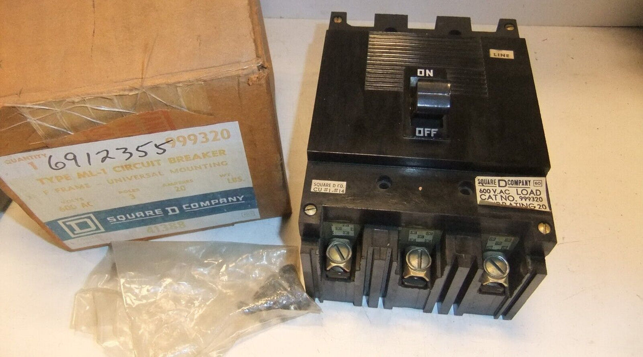 Square D Circuit Breaker 20A 3P 600 VAC 999320