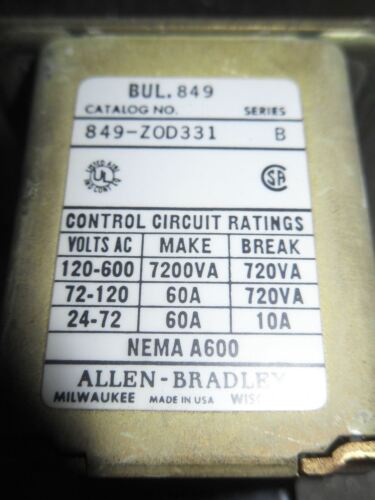 Allen-Bradley 849-ZOD331 Ser B Pneumatic Timing Relay