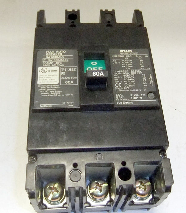 Fuji Circuit Breaker SA103BAUL60 3P 60A