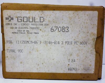 Gould 67083 3 Pole Panel Mount Power Distribution Block