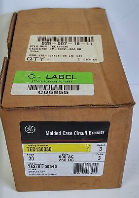 GE TED136030 30 A Industrial Molded Case Circuit Breaker