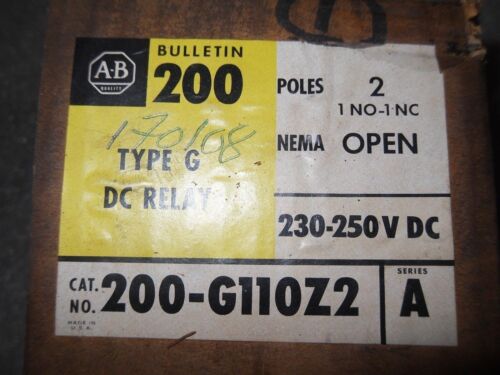 1 Allen-Bradley 200-G110Z2 TYPE G DC RELAY