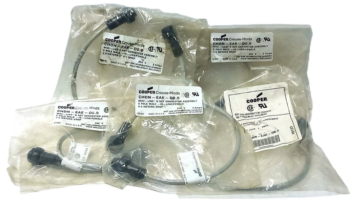 Cooper Crouse-Hinds CHDN-EAE-D0.5 5-Pole PLC Cable w/ Mini-Line D Net Connector