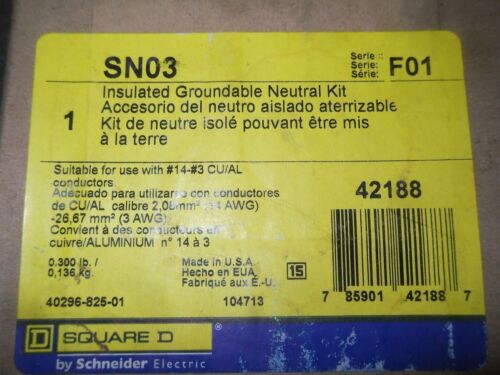 1 Square D SN03 INSULATED GROUNDABLE NEUTRAL KIT