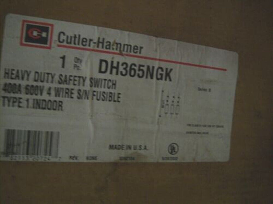 Cutler-Hammer DH365NGK 600V 400A 3-Pole 4-Wire Fusible NEMA Size 1 Disconnect