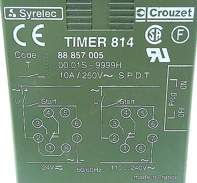 Crouzet 88857005 TIMER 814 250 V AC 10 A 0.01S-9999H PLC Timer Module