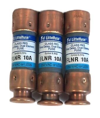 Littelfuse FLNR010 10A 250 VAC Time-Delay Fuse - Lot of 3