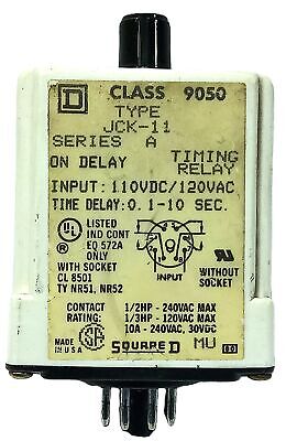 Square D 9050JCK-11V20 110/120 V AC 10 A 0.1-10 sec On-Delay Time Delay Relay