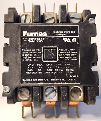 Furnas 42DF35AF 110/120 V AC 50 A Definite Purpose Contactor