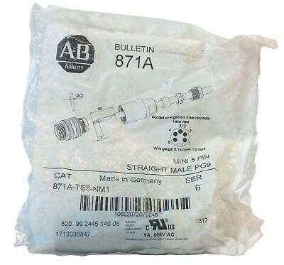 Allen-Bradley 871A-TS5-NM1 Mini 5 Pin Straight Male Terminal Chamber/Connector