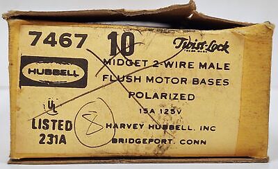 Hubbell 7467 125 V Midget 2 Pole 2 Wire Male Flush Polarized Motor Bases