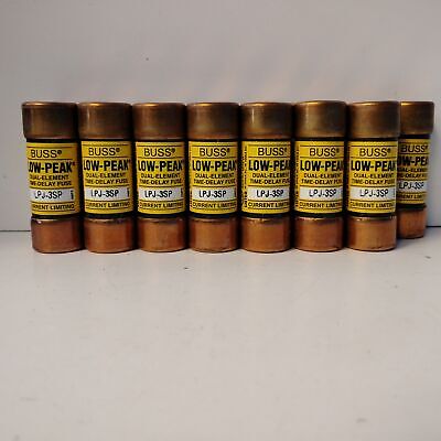 Bussmann LPJ-3SP 600 V AC / 300 V DC 3 A Low-Peak Time Delay Fuse - Lot of 3