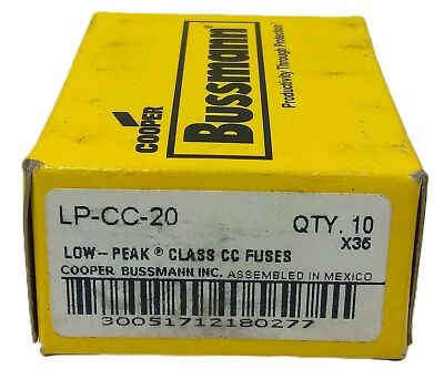 Bussmann LP-CC-20 600 V AC/300 V DC 20 A Current-Limiting Time-Delay Fuse