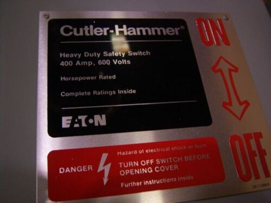 Cutler-Hammer DH365NGK 600V 400A 3-Pole 4-Wire Fusible NEMA Size 1 Disconnect