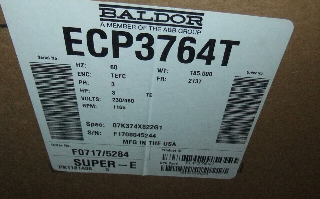 Baldor 3HP Motor ECP3764T