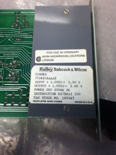 Bailey Controls 752410AAAA2 Math Module
