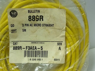 Allen-Bradley 889R-F3AEA-5 3-Pin AC Micro Straight Cable for Photoswitch