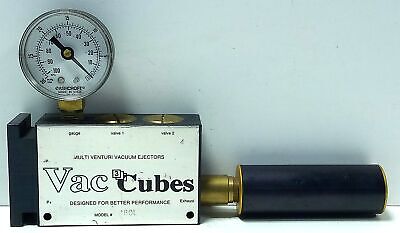Vac Cubes 180-L Multi Venturi Vacuum Ejector w/ Gauge and Silencer