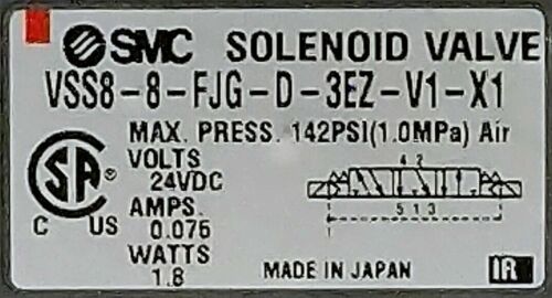 SMC VSS8-8-FHG-D-3EZ-V1 Solenoid Valve