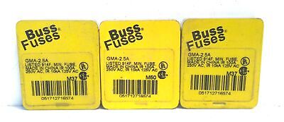 Bussmann GMA-2.5A 2.5 A 250 V Fast Acting Glass Fuse - Qty. 15