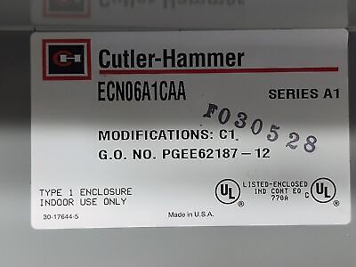 Cutler-Hammer ECN06A1CAA NEMA 1 3-Phase 440V-460V Reversing Starter in Enclosure