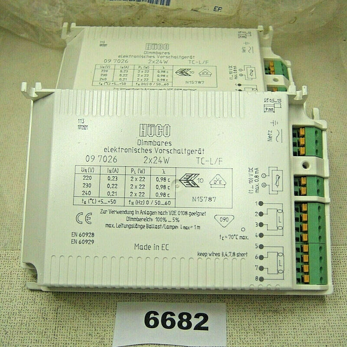 Lot Of 2 Huco Electronic Ballast 09 7026 2 X 24