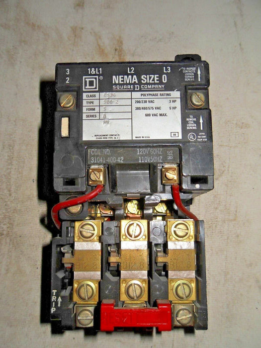 Square D 8536-SB02 Form S Ser a Size 0 Starter