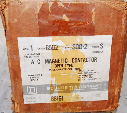 Square D 8502 SD0-2 MAGNETIC CONTACTOR