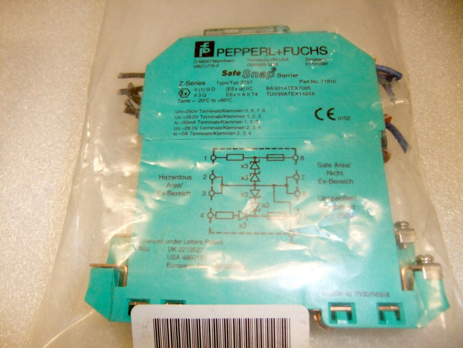 Pepperl Zenner Barrier Z787 P/N 71816 (snap safe barrier