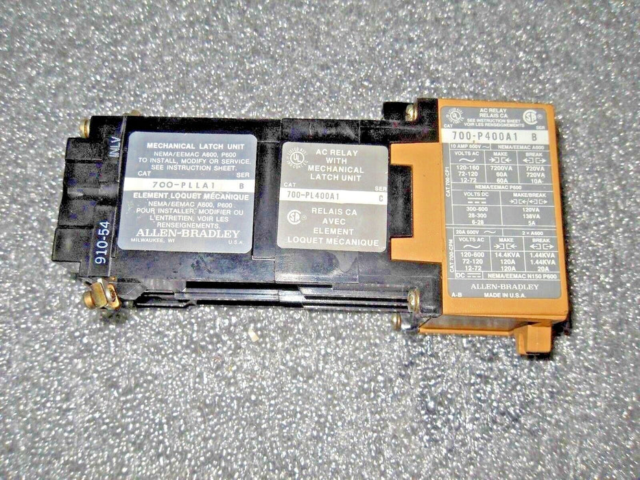 Allen-Bradley 700-PL400A1 Relay W/ Mechanical Latch Unit