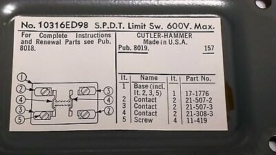 Cutler-Hammer 10316ED98 Rotary Limit Switch