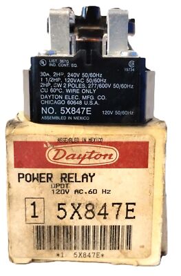Dayton 5X847E 120 V AC 60 Hz DPDT Power Relay