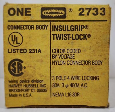 Hubbell HBL2733 3 Pole 4 Wire 30 A 480 VAC Female Locking Plug