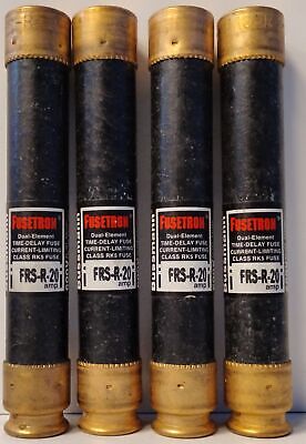Bussmann FRS-R-20 600 V AC / 300 V DC 20 A Fusetron Time Delay Fuse - Lot of 4