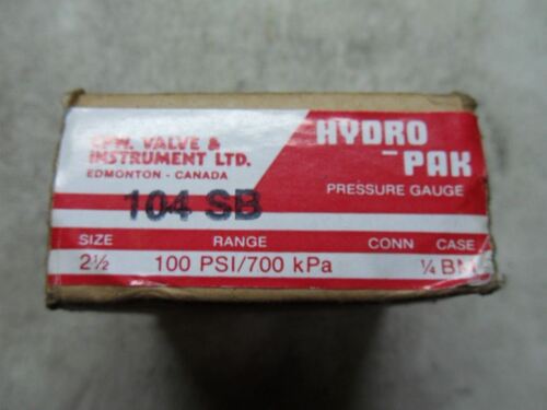 1 Hydro-Pak 104 Sb Pressure Gauge 0-100 Psi