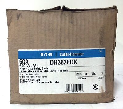 Eaton Cutler-Hammer DH362FDK 60 A 600 V 3 P Fusible Heavy Duty Safety Switch