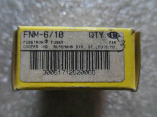 1 LOT OF 3 Bussmann FUSETRON FNM-6/10 250V DUAL ELEMENT FUSES