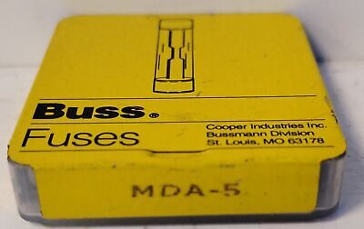 Bussmann MDA-5 250 V AC / 125 V DC 5 A Time-Delay Miniature Fuses - Lot of 5